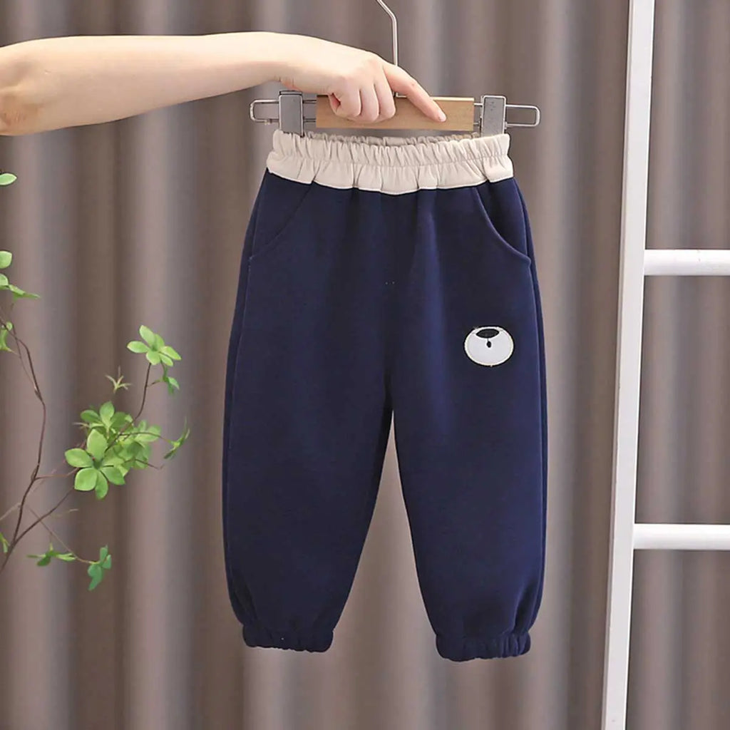 Boys Navy Blue Bear Embroidered Patched Jogger Trackpants & Joggers Navy Blue 1-2 Y