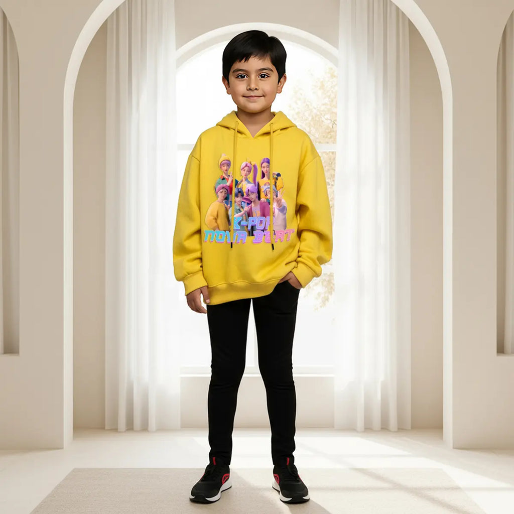 Boys Yellow K-Pop Nova Beat Graphics Hoodies Sweatshirts & Hoodies Yellow 1-2 Y