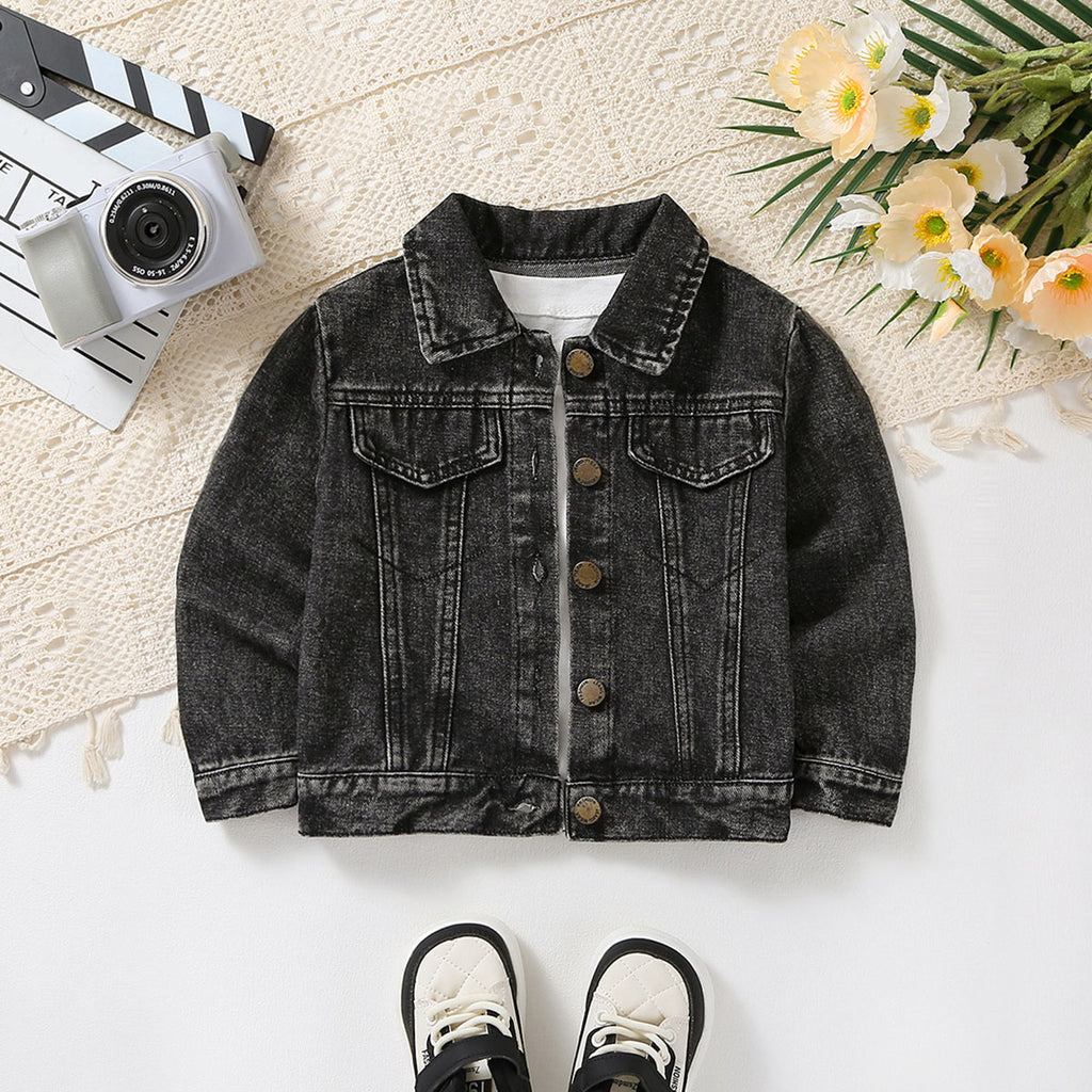 Boys Black Light Wash Denim Jacket Coats & Jackets Black 3-4 Y