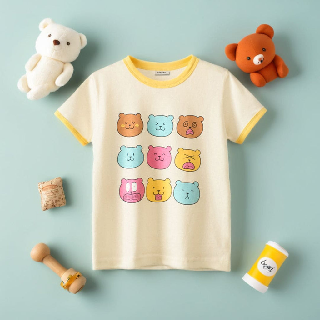 Boys Graphic Print Short Sleeves T-Shirt Tshirts Beige 1-2 Y 