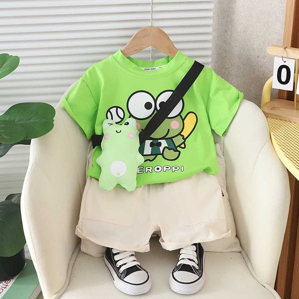 Boys Cartoon Graphic T-Shirt With Shorts Set 2 pc. Sets Green 1-2 Y 