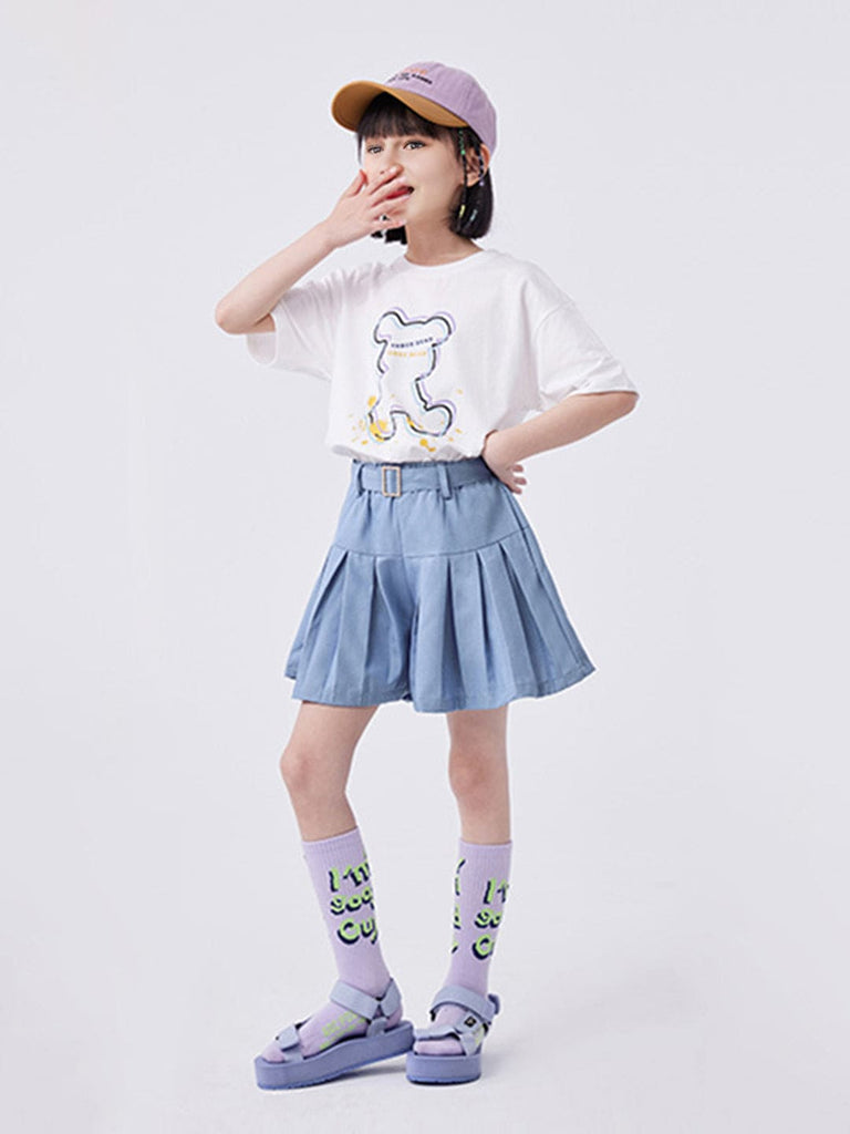 Girls Printed Oversized Casual T-shirt Tshirts White 6-7 Y 