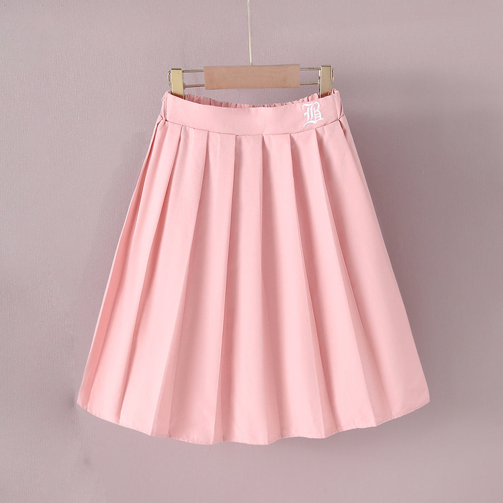 Girls Pink Pleated Flared Skirt Skirts