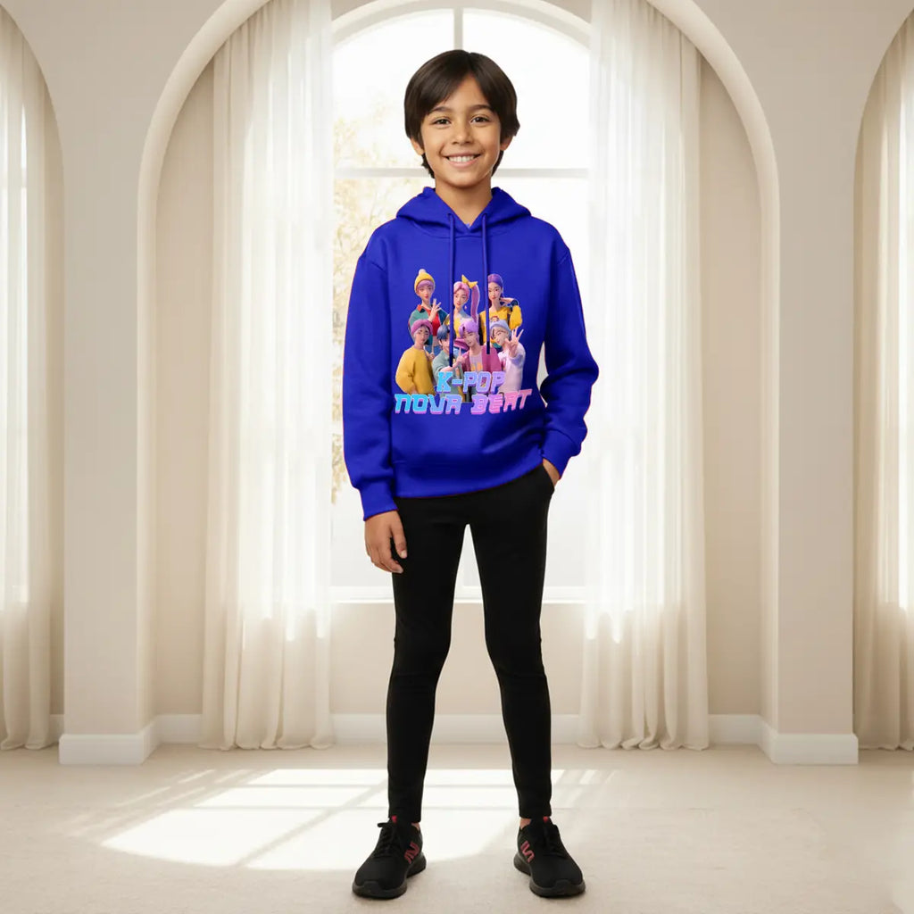 Boys Royal Blue K-Pop Nova Beat Graphics Hoodies Sweatshirts & Hoodies Royal Blue 1-2 Y
