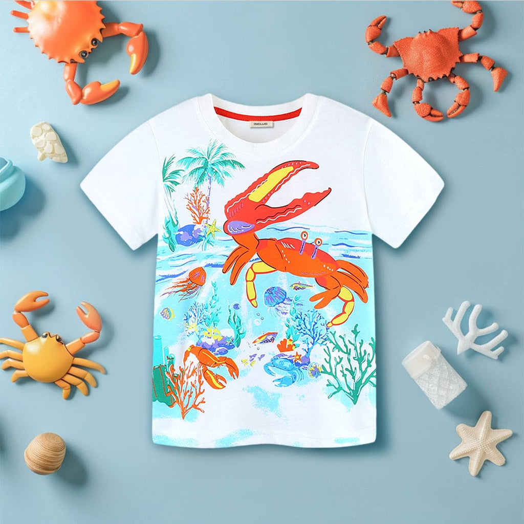 Boys Short Sleeve Graphic T-Shirt Tshirts White 1-2 Y 