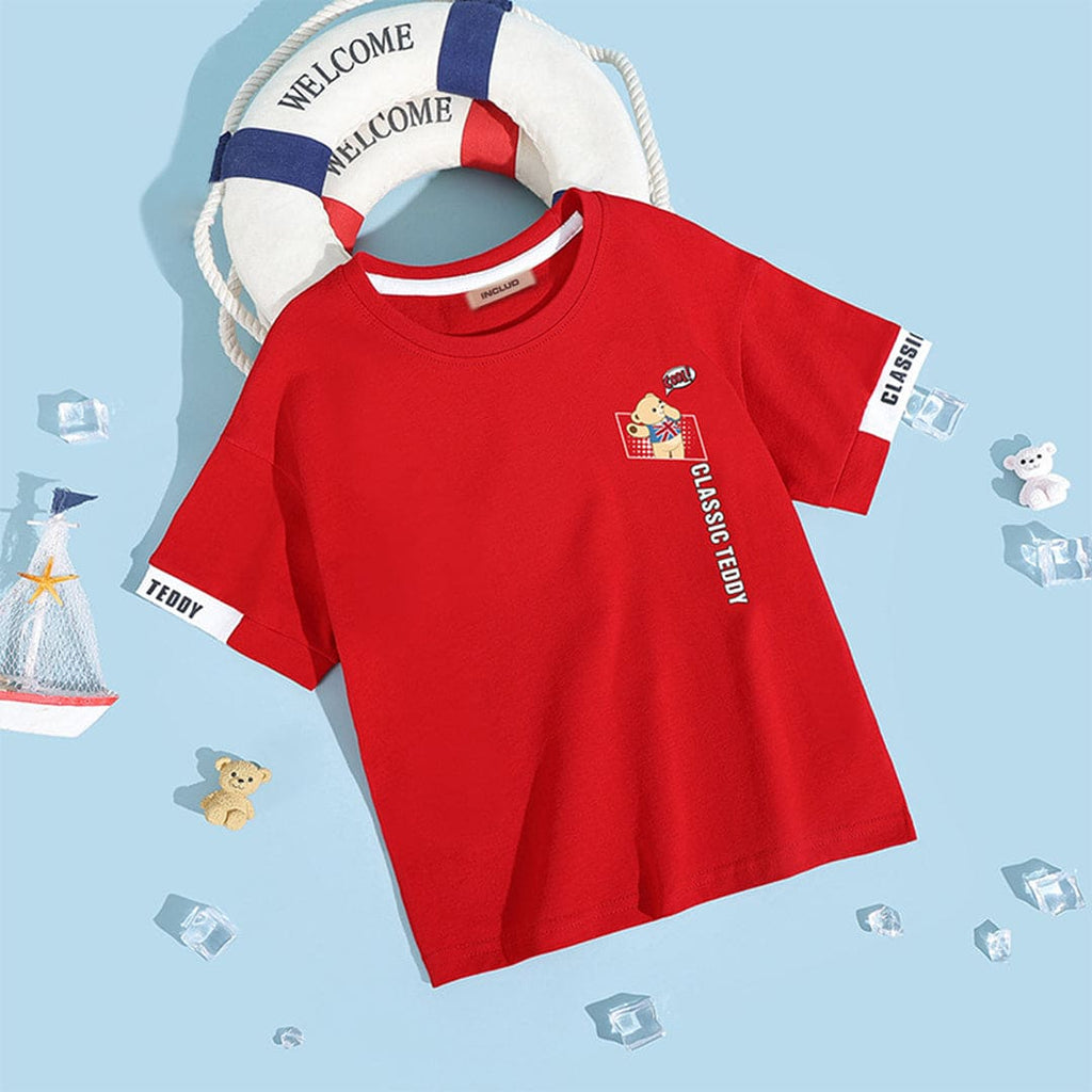 Boys Short Sleeve Graphic T-Shirt Tshirts Red 1-2 Y 