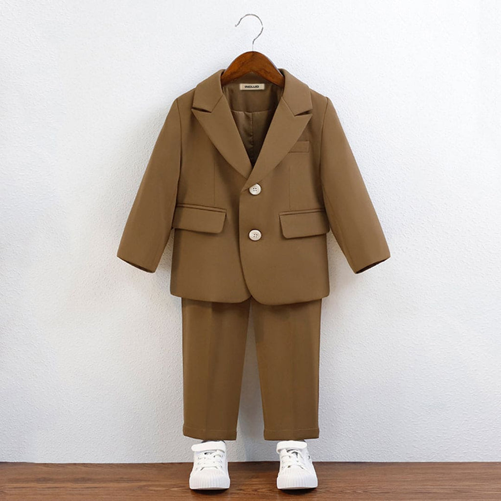 Boys Blazer & Trousers Suit Set Sets Brown 1-2 Y 
