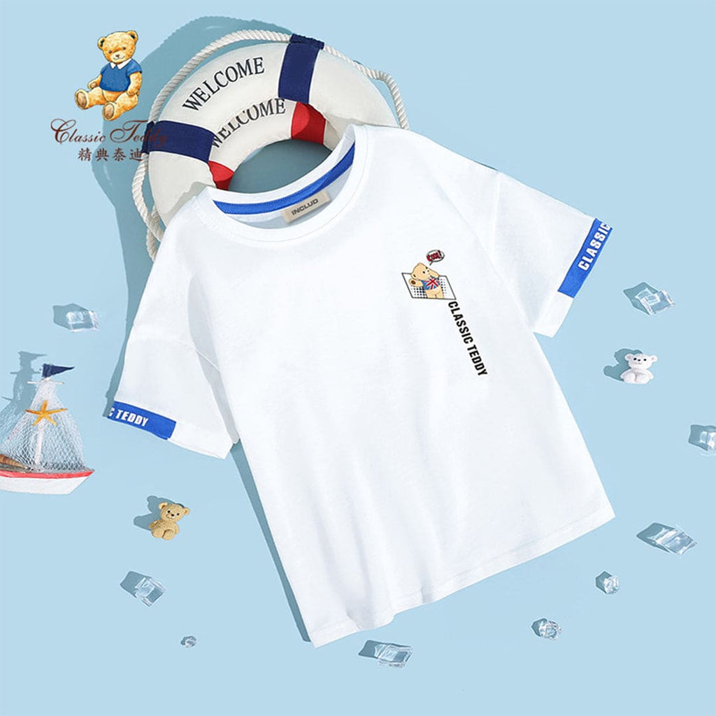 Boys Short Sleeve Graphic T-Shirt Tshirts White 1-2 Y 
