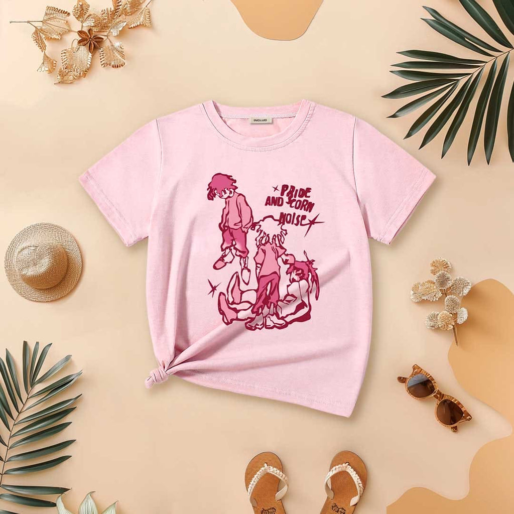 Girls Short Sleeve Graphic T-Shirt Tshirts Pink 8-9 Y 