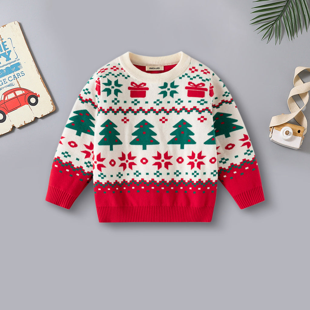 Boys Multicolor Self-Design Christmas Sweater Sweaters & Cardigans Multicolor 2-3 Y