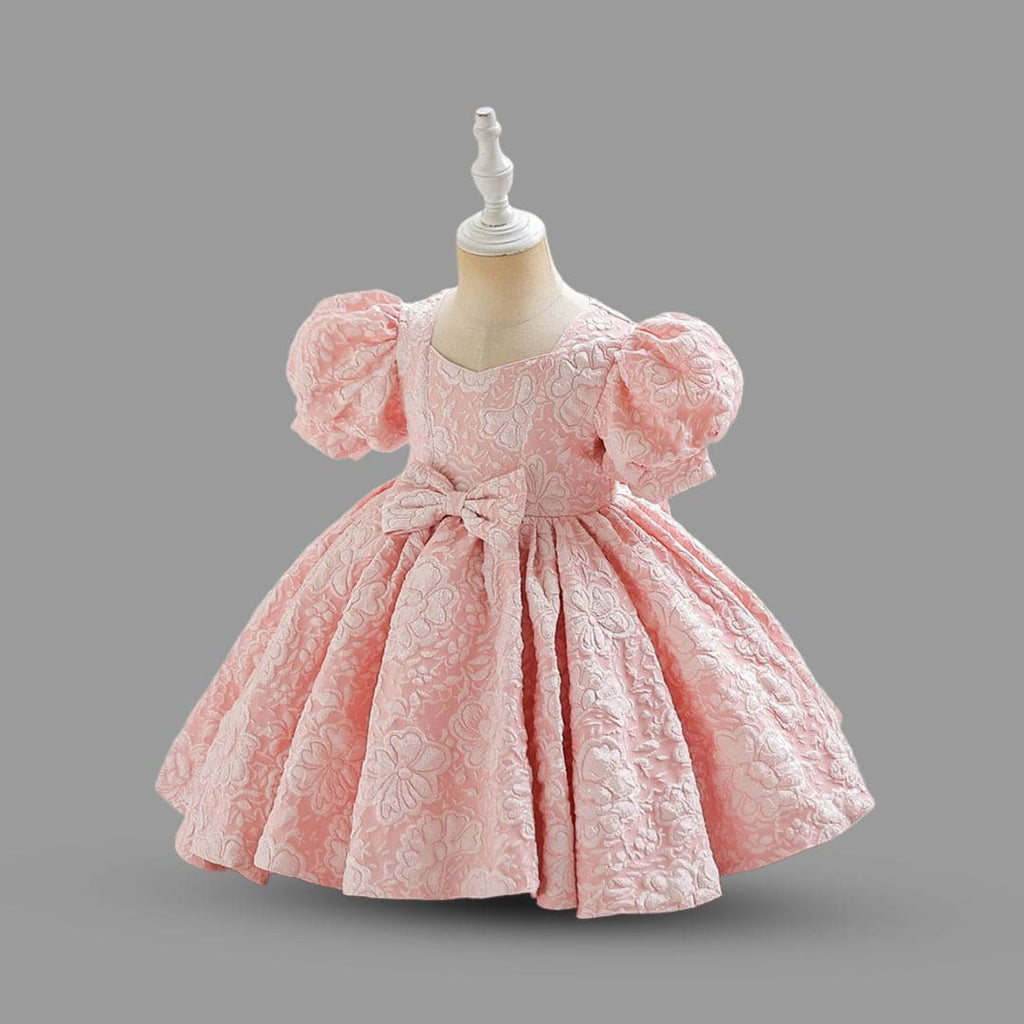 Girls Puff Sleeve Balloon Shape Party Dress Party Dresses Light Pink 1-2 Y 