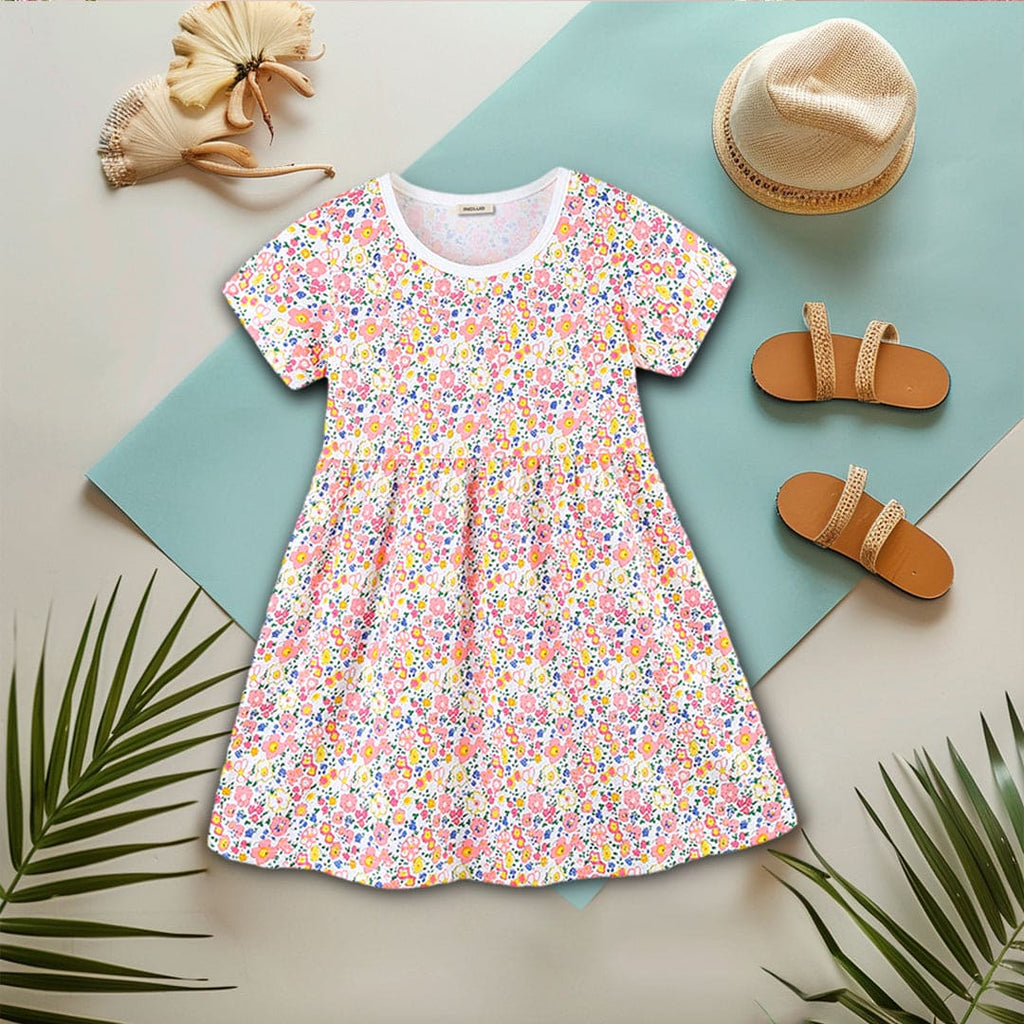 Girls Floral Print Fit & Flare Dress Casual Dresses Pink 1-2 Y 