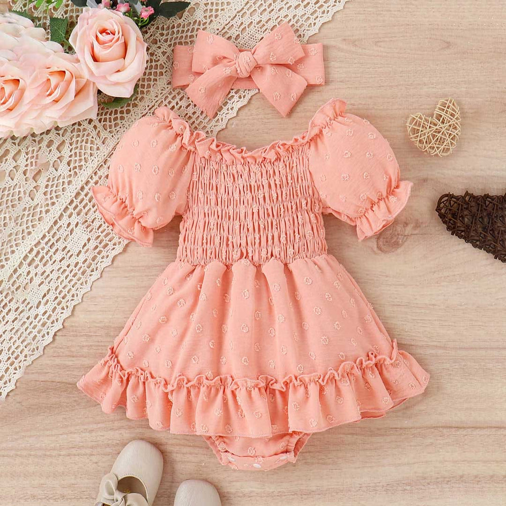 Girls Short Sleeve Off Shoulder Dress Casual Dresses Pink 1-2 Y 