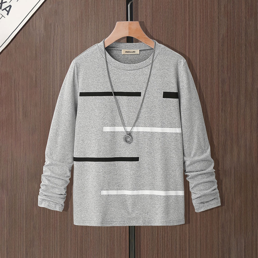 Boys Grey Textured Long Sleeves Winter T-Shirt Tshirts Grey 7-8 Y