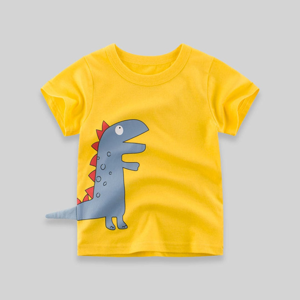 Dinosaur Print T-Shirt Tshirts Yellow 1-2 Y 