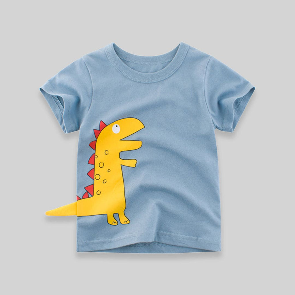 Dinosaur Print T-Shirt Tshirts Sky Blue 1-2 Y 