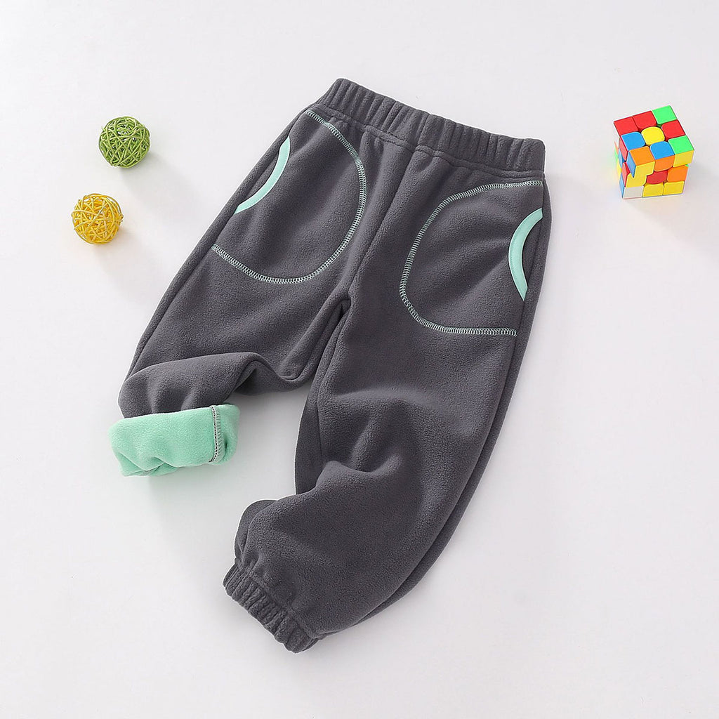 Boys Dark Grey Solid Polar Fleece Winter Jogger Trackpants & Joggers Dark Grey 2-3 Y
