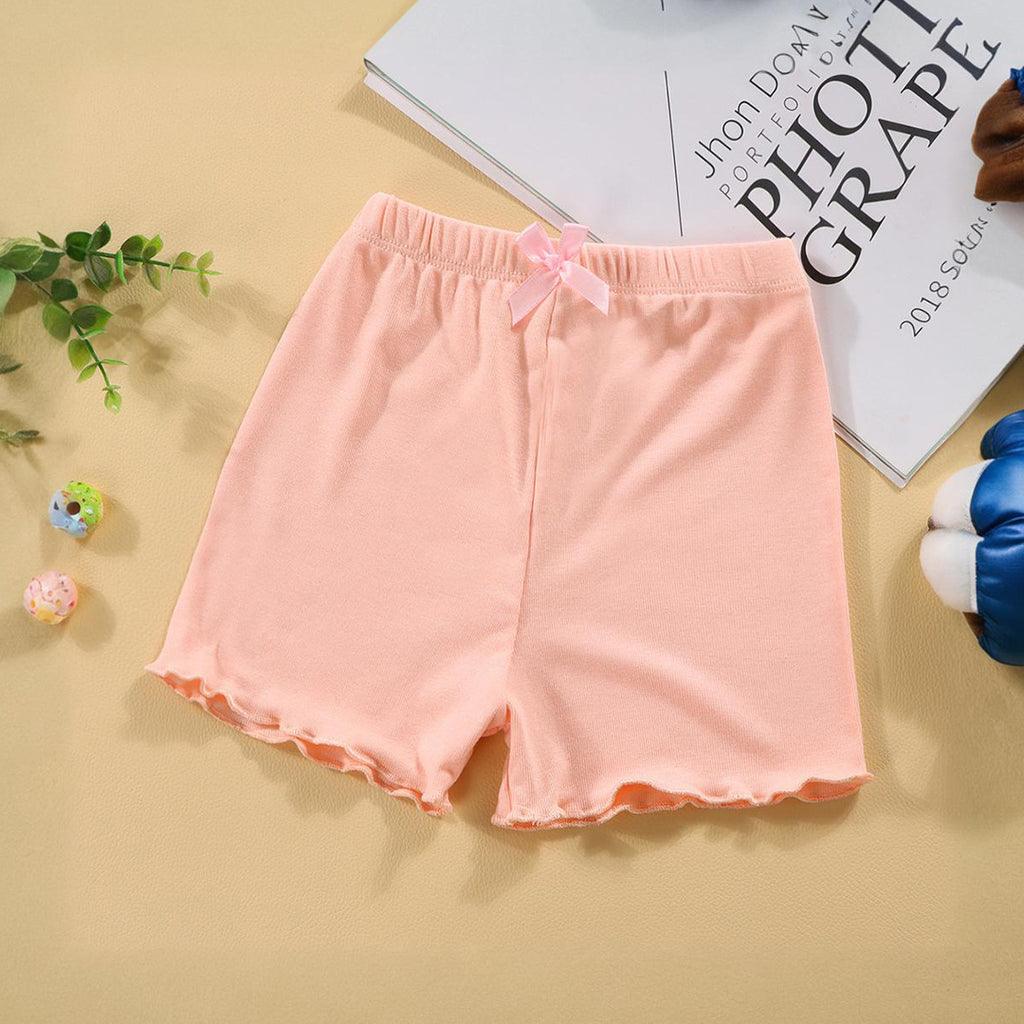 Girls Elasticated Shorts With Bow Shorts Pink 1-2 Y 