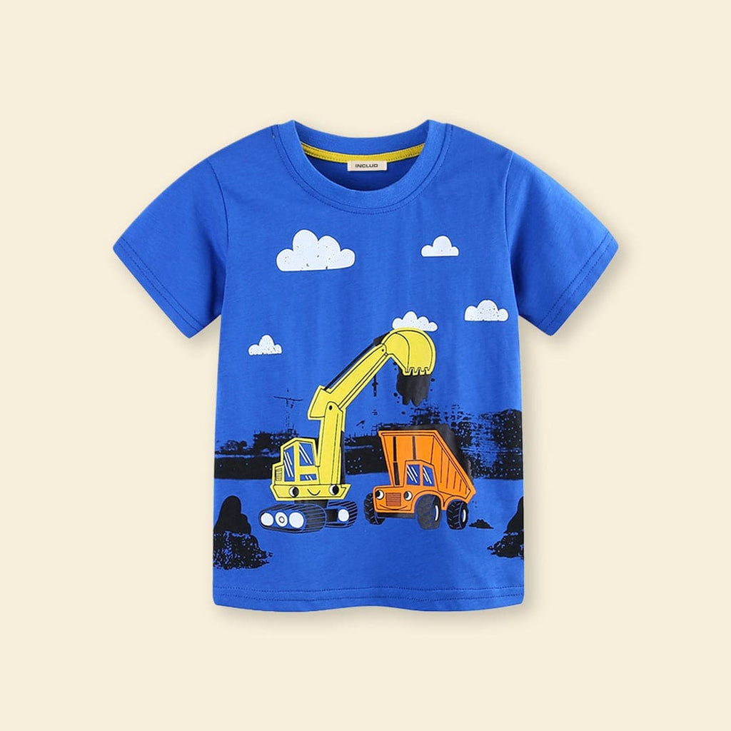 Boys Crane Graphic Short Sleeve T-Shirt Tshirts Royal Blue 1-2 Y 