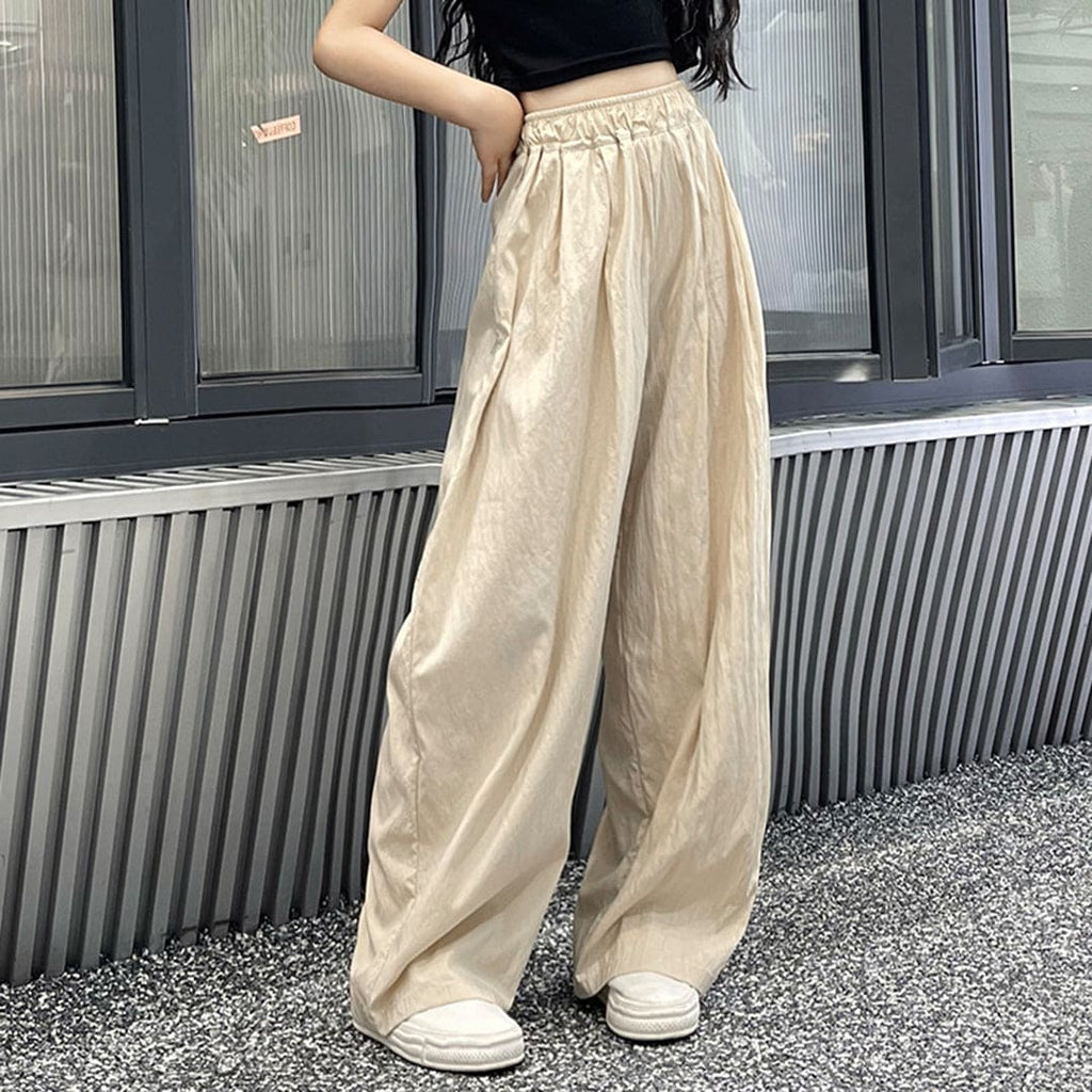 Girls Elasticated Straight Fit Pants Pants Khaki 6-7 Y 