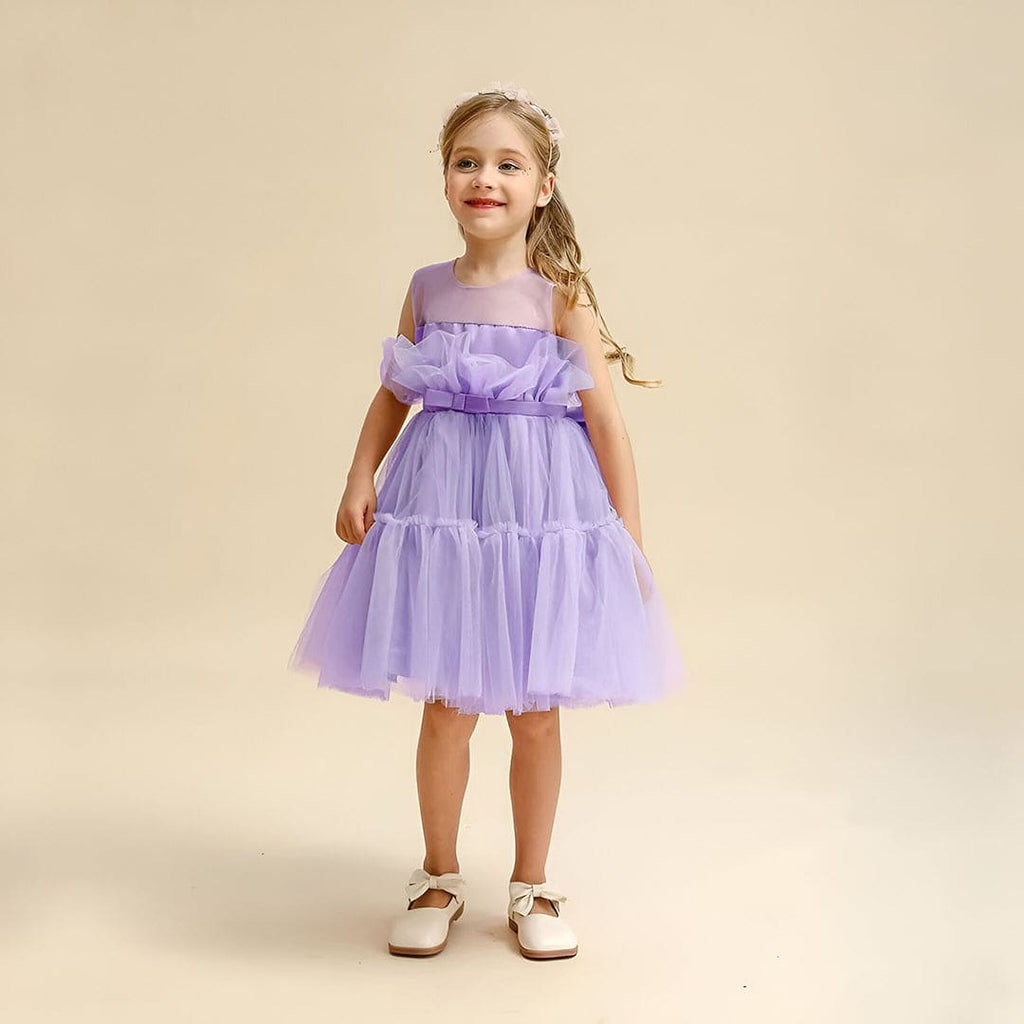 Girls Sleeveless Fit & Flare Dress Party Dresses Purple 1-2 Y 