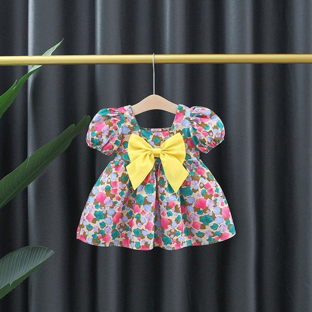 Girls Beige Printed Fit & Flare Casual Dress Casual Dresses Beige 1-2 Y 