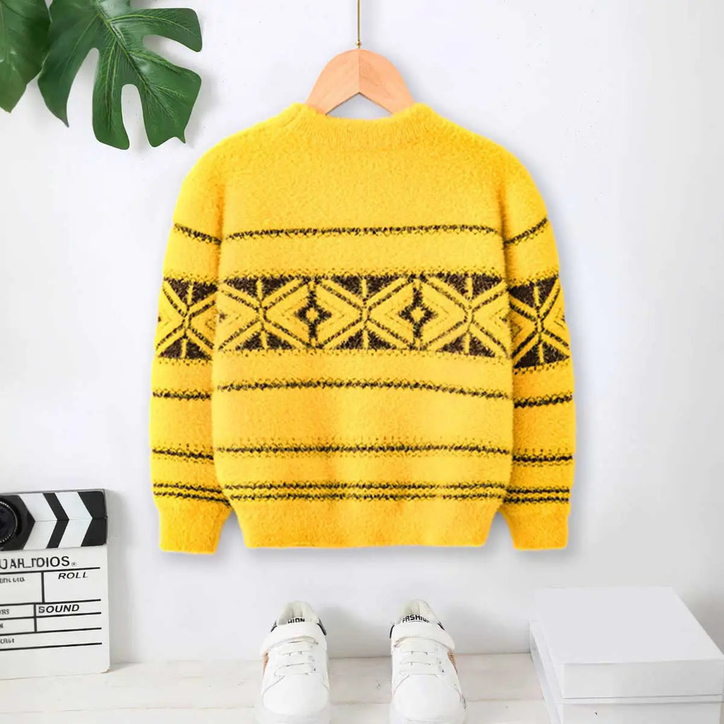 Boys Yellow Self-Design Regular Sweater Sweaters & Cardigans Yellow 2-3 Y