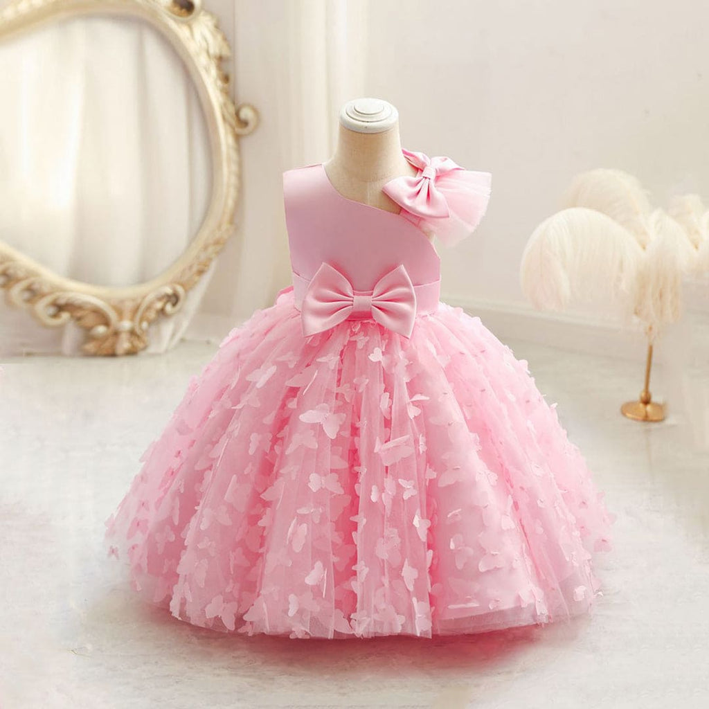 Girls Butterfly Applique Fit & Flare Dress Party Dresses Pink 1-2 Y 