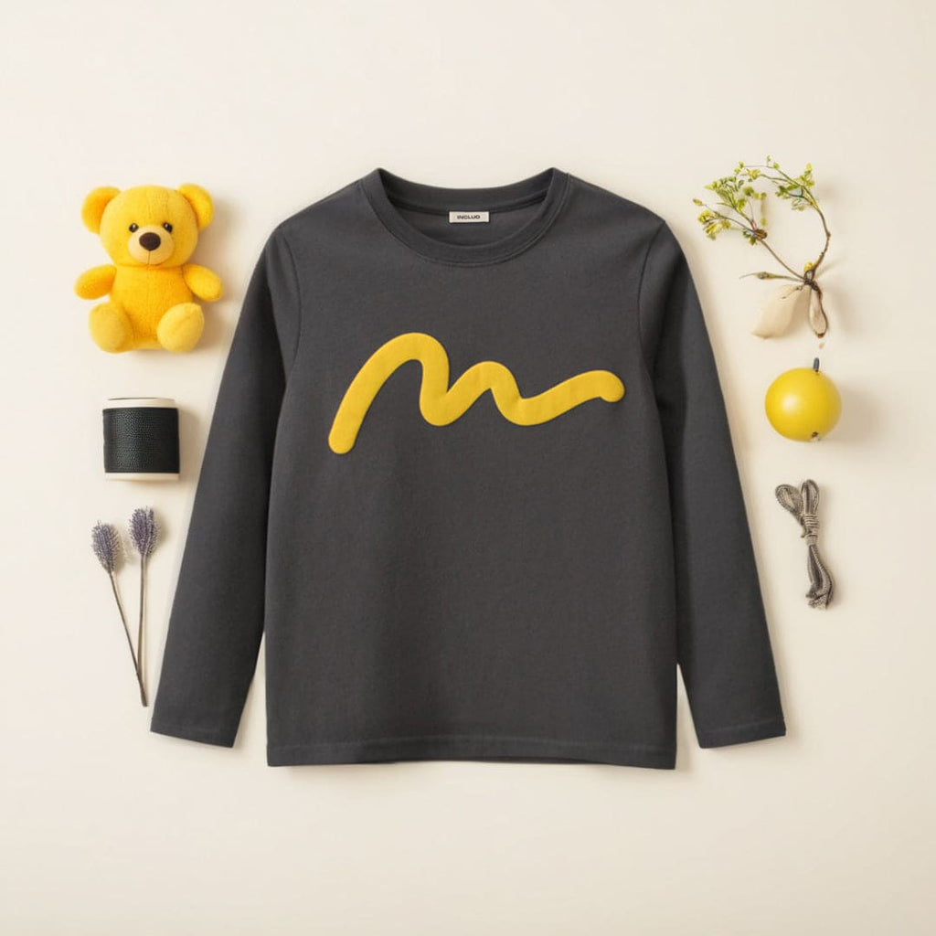 Boys Long Sleeves Typography Print T-Shirt Tshirts Gray 7-8 Y 