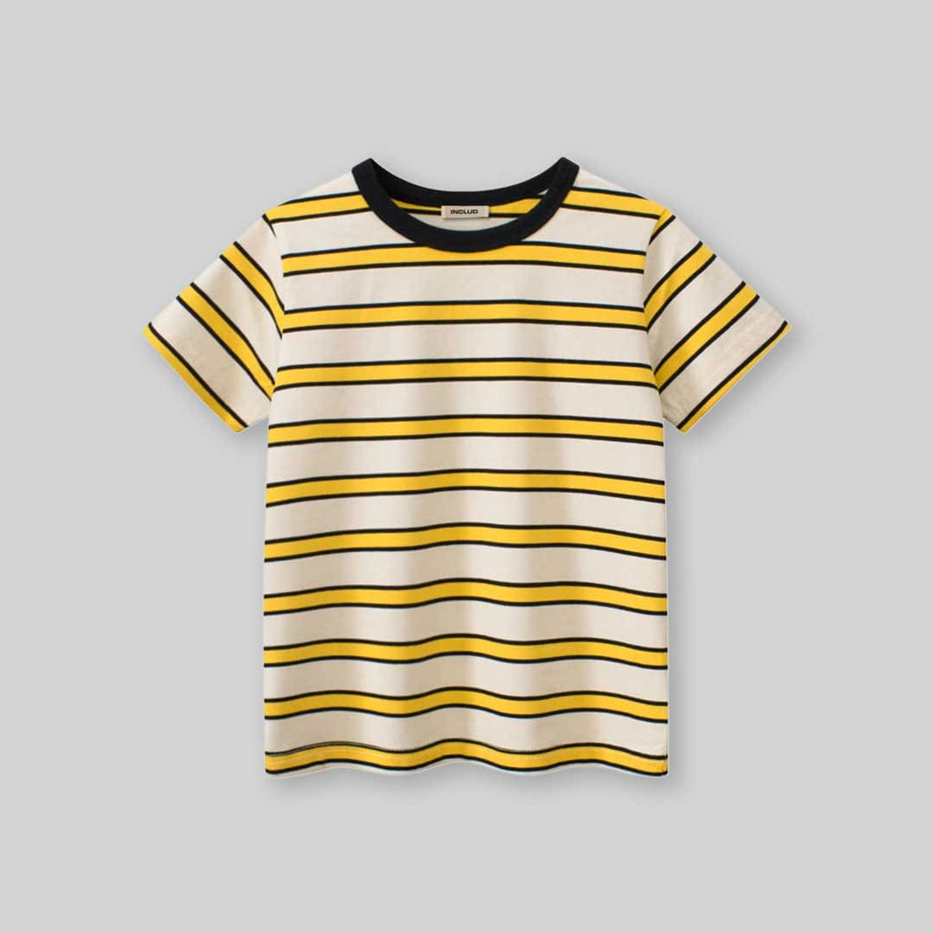 Boys Short Sleeves Striped T-Shirt Tshirts Yellow 1-2 Y 