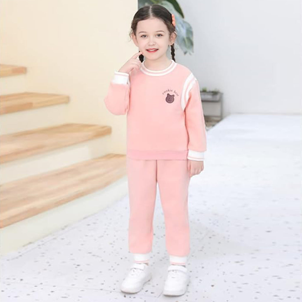 Girls Pink Motif Print Sweatshirt with Joggers Set Sets Pink 3 - 4 Y