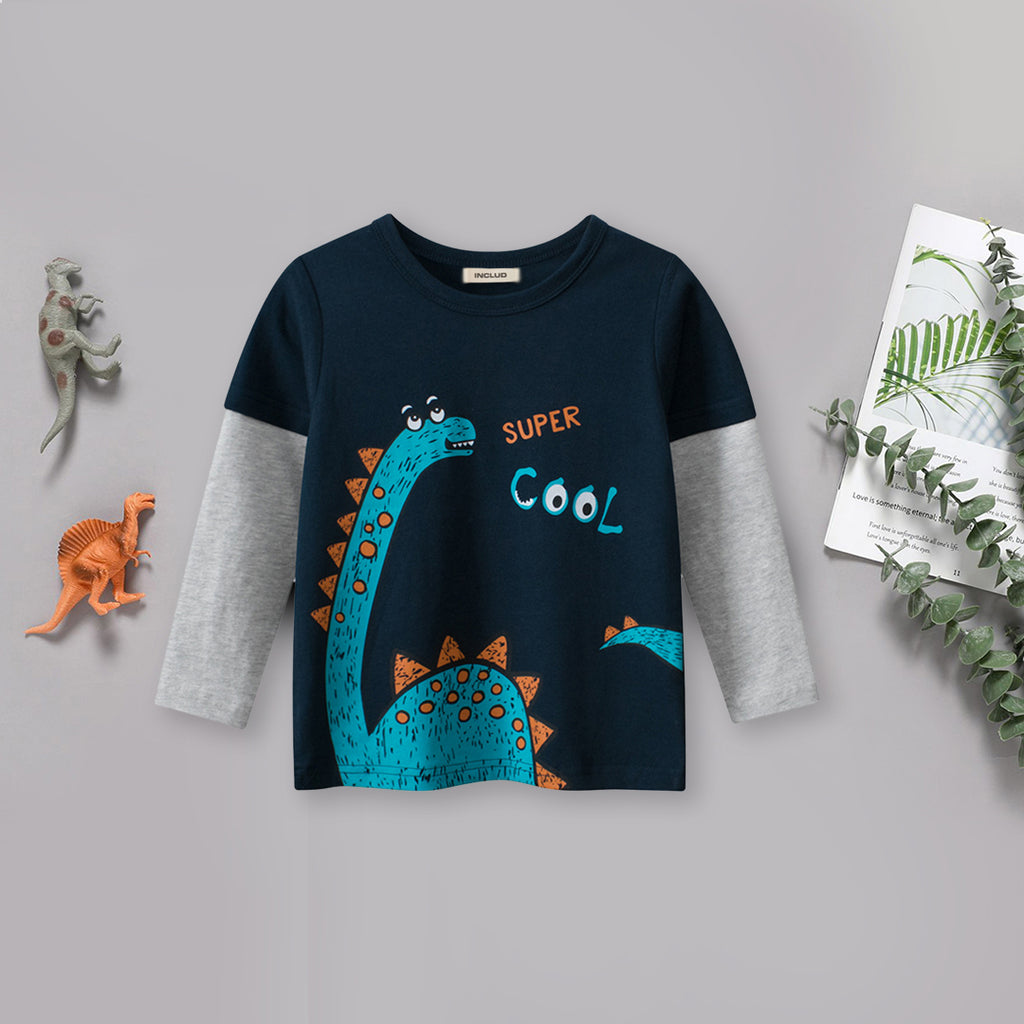 Boys Printed Doctor Sleeve T-shirt Tshirts Blue 1-2 Y 