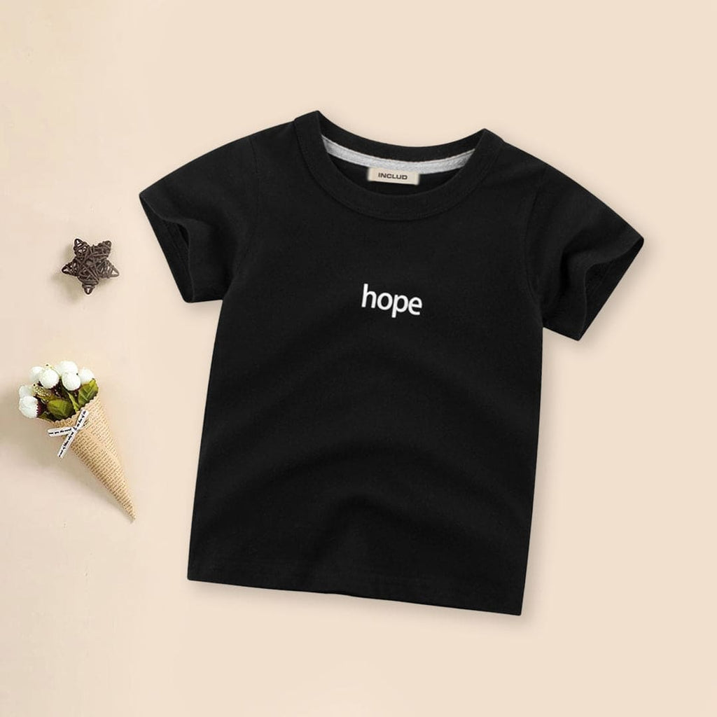 Boys Short Sleeve Round Neck Typography Print T-Shirts Tshirts Black 1-2 Y 