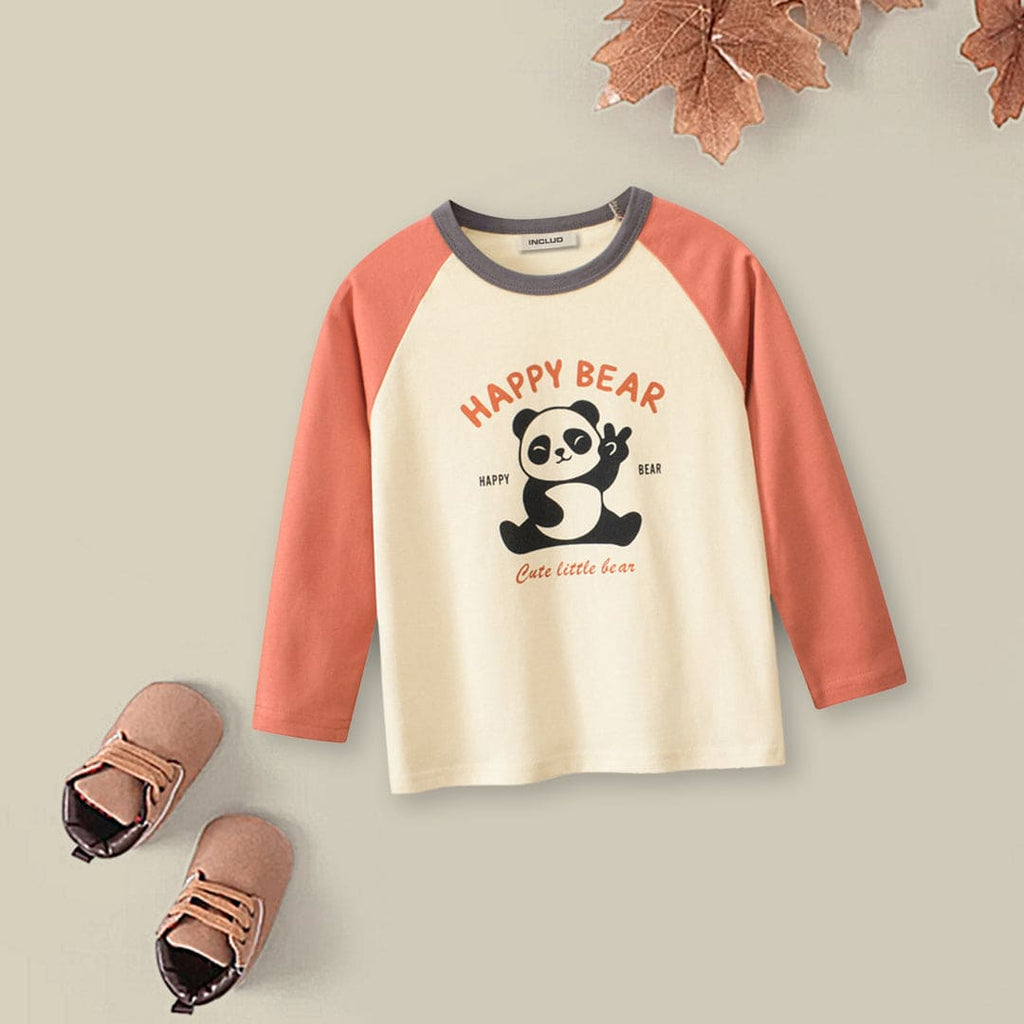 Boys Printed Raglan Sleeves T-shirt Tshirts Orange 1-2 Y 
