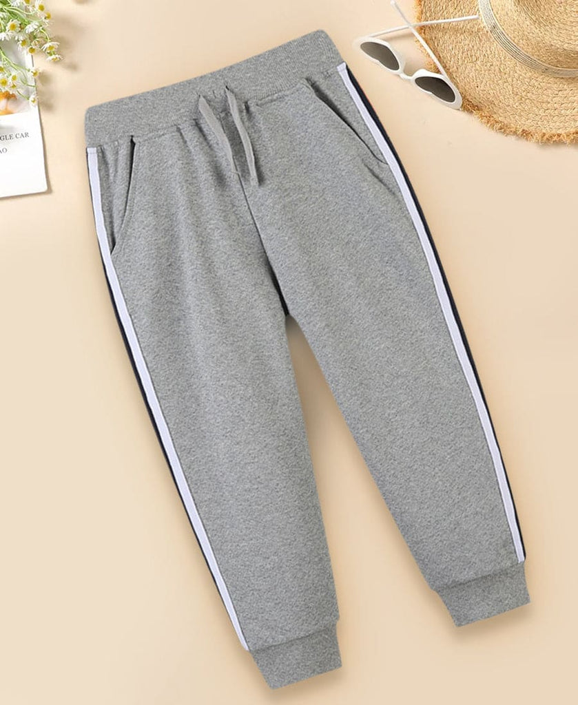 Boys Knitted Jogger with Side Stripes Trackpants & Joggers Grey 1-2 Y 