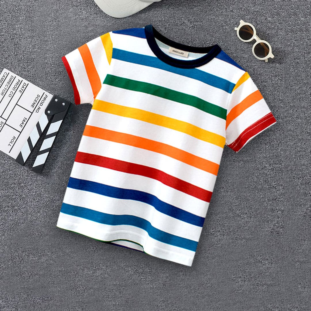 Stripe Print Tshirt Tshirts Multi 1-2 Y 