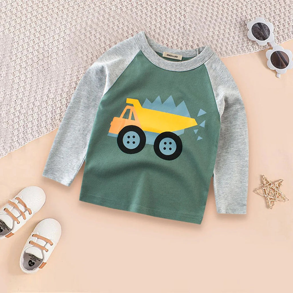 Truck Print Tshirt Tshirts Green 1-2 Y 