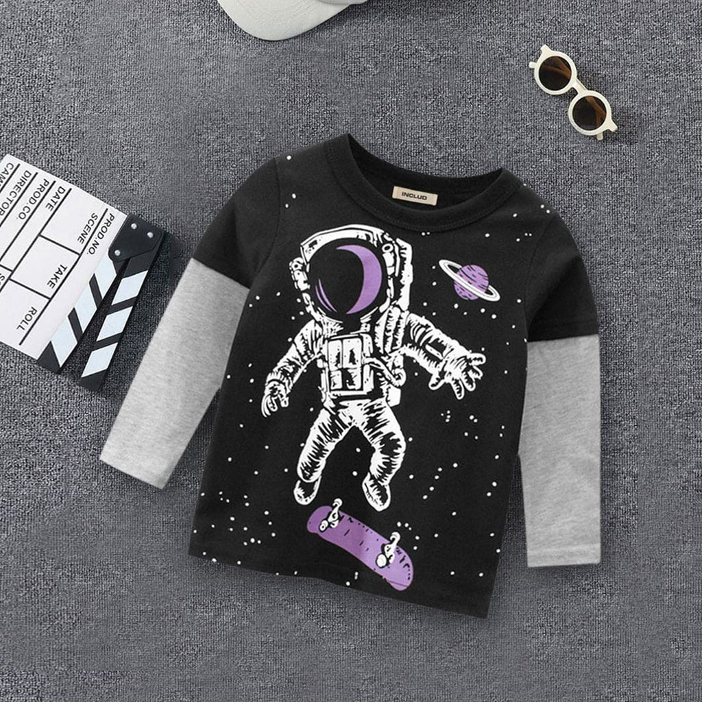 Space Print Tshirt Tshirts Black 1-2 Y 