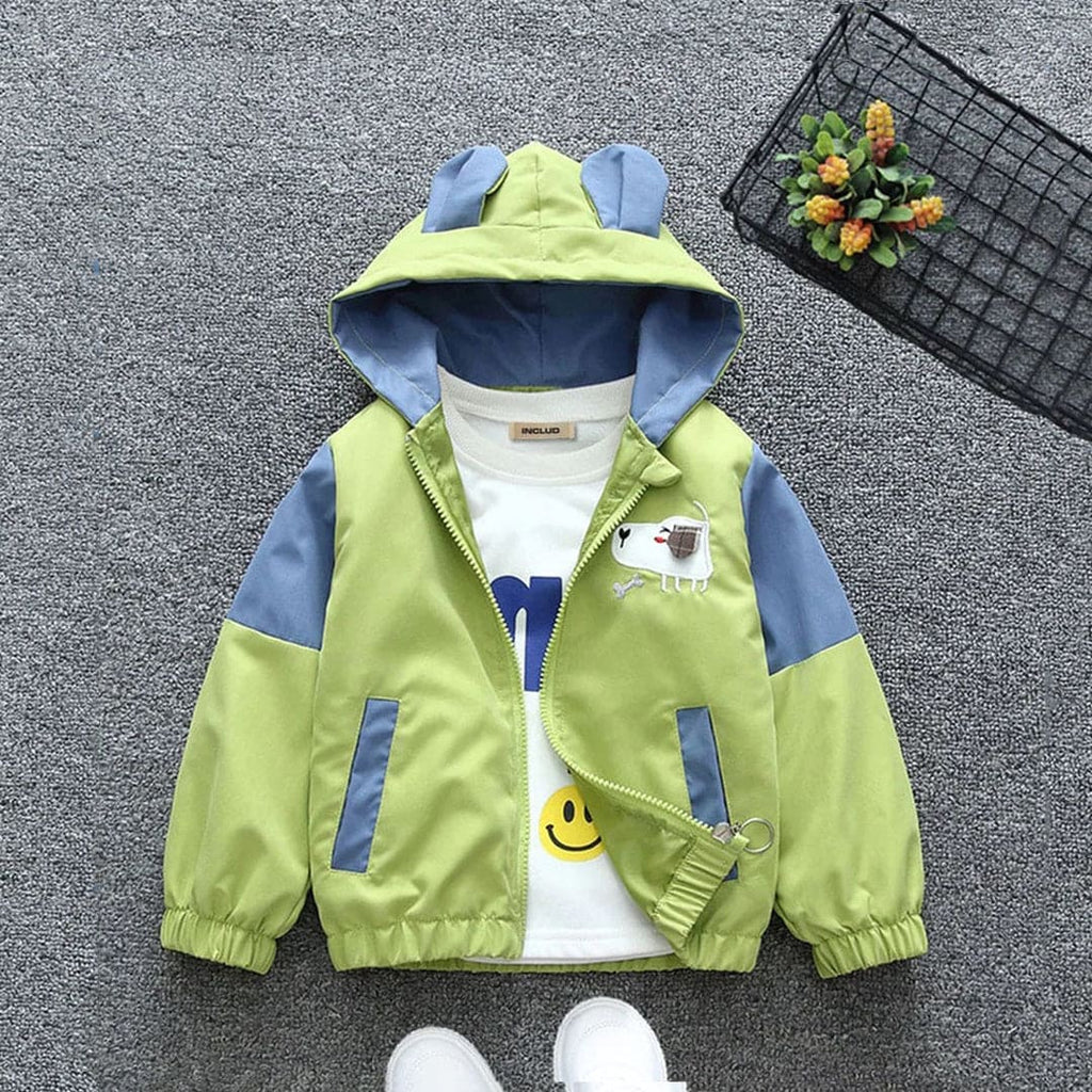 Boys Hooded Patch Work Jacket Coats & Jackets Green 1-2 Y 