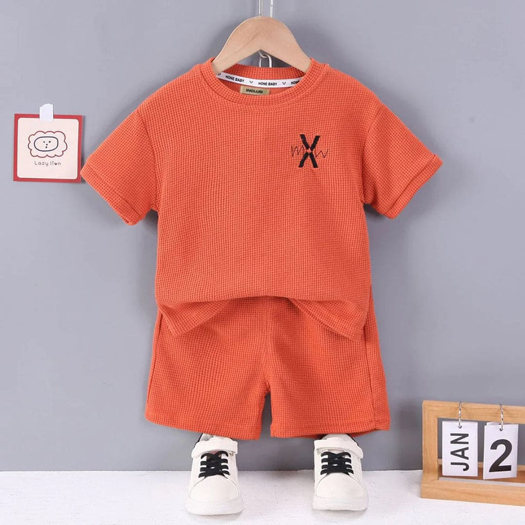 Boys Textured Knit Two Piece Set Sets Orange 1-2 Y