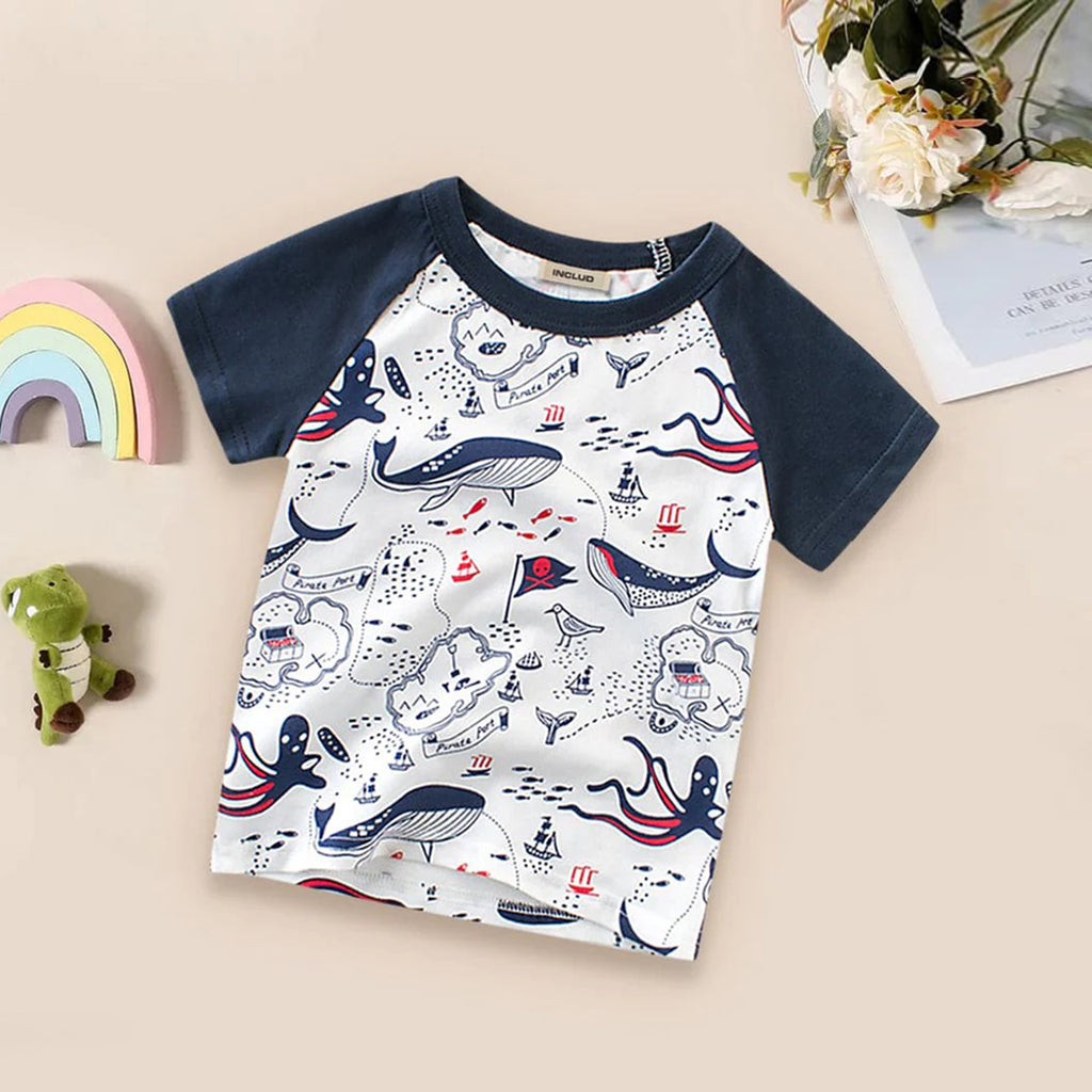 Dolphin Print Tshirt Tshirts White 1-2 Y 