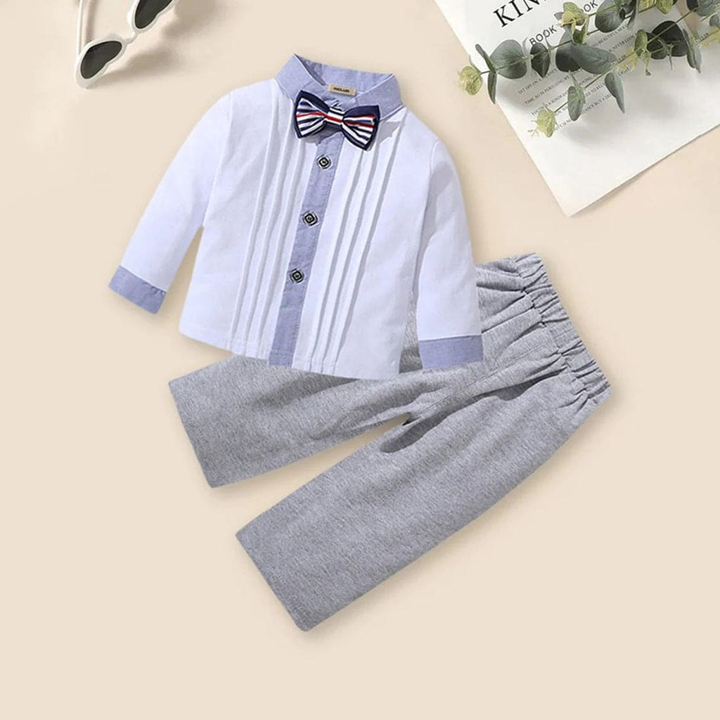 Boys Pintuck Shirt with Trousers Set 2 pc. Sets Gray 1-2 Y 