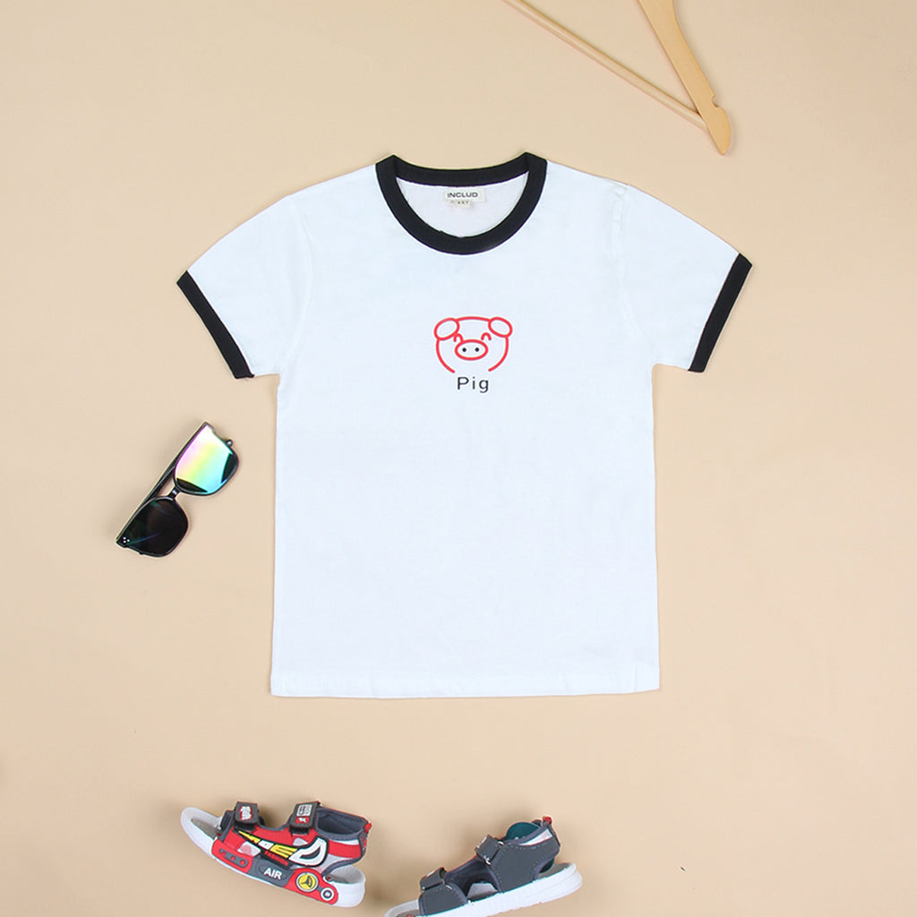 Girls Motif Printed Short Sleeves Casual Tee Tops & T-Shirts White 18 - 24 M