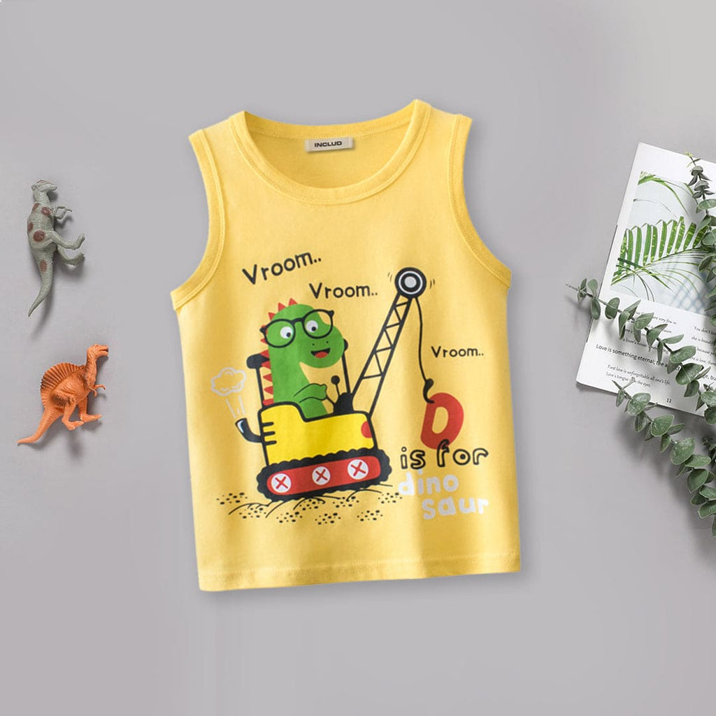 Boys Round Neck Graphic Vest Tshirts Yellow 1-2 Y 