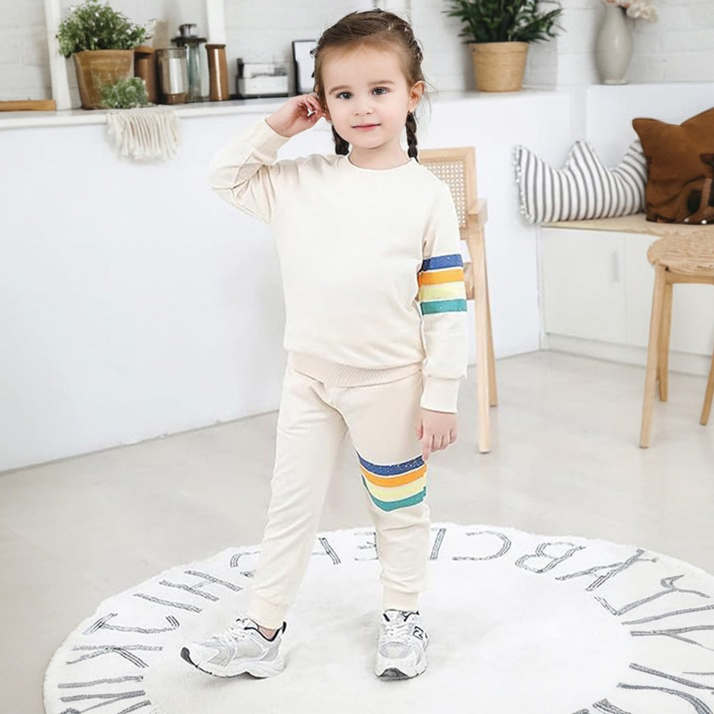 Girls Off-White Sweatshirt with Joggers Winterwear Set Sets MintCream 18 - 24 M