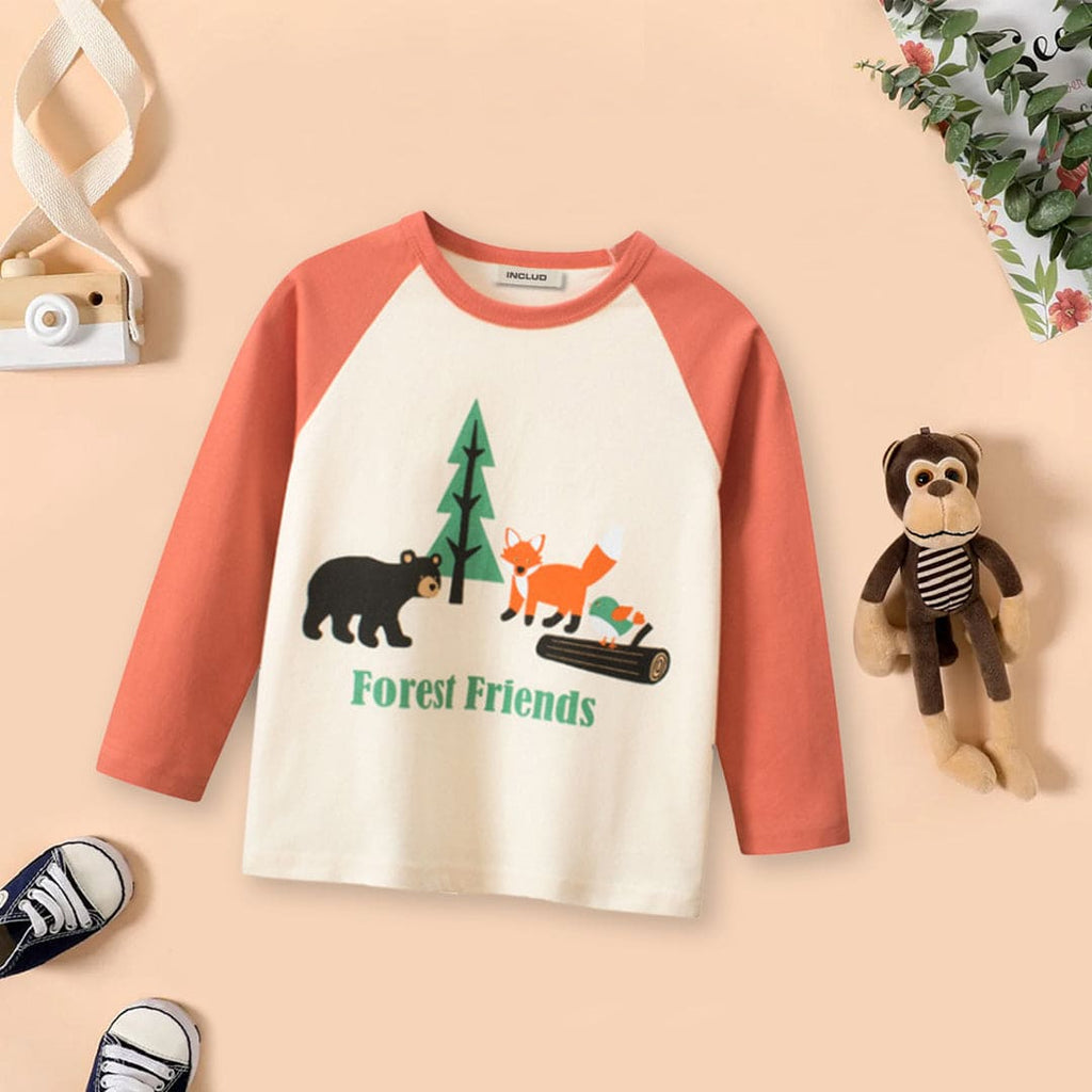 Boys Printed Full Sleeves Casual T-shirt Tshirts Orange 1-2 Y 