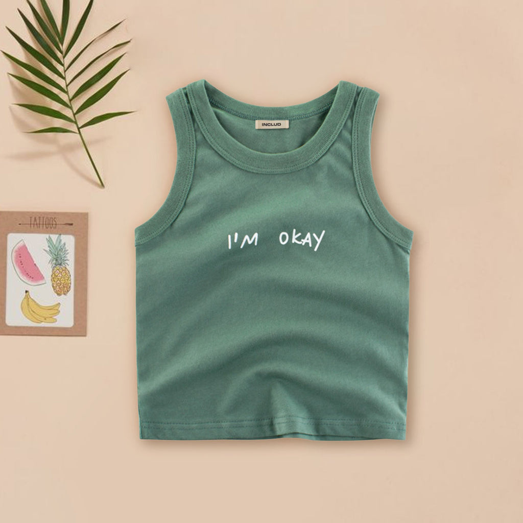 Boys Printed Sleeveless Casual Tee T-Shirt Green 2 - 3 Y
