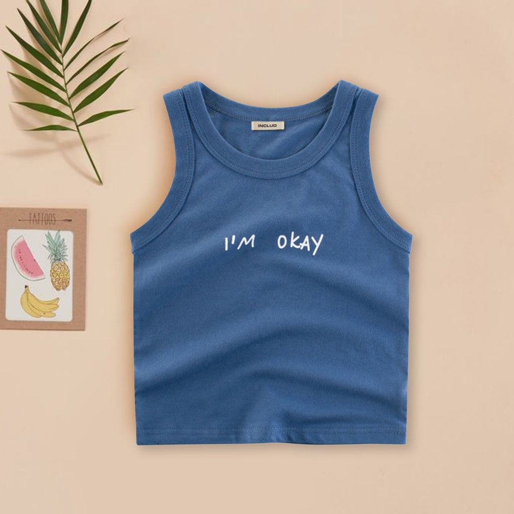Boys Printed Sleeveless Casual Tee T-Shirt Navy 2 - 3 Y