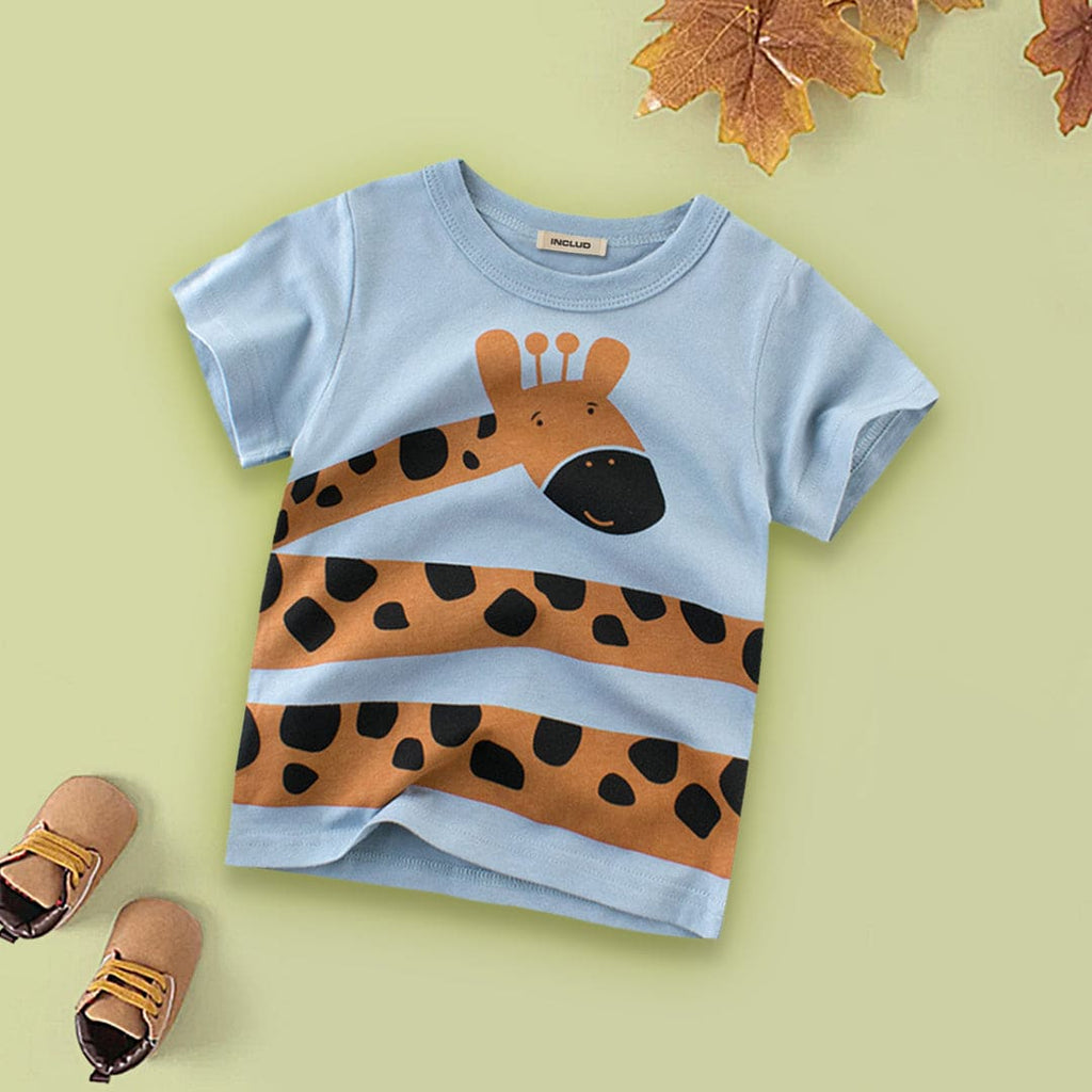 Animal Print Tshirt Tshirts Giraffe 1-2 Y 