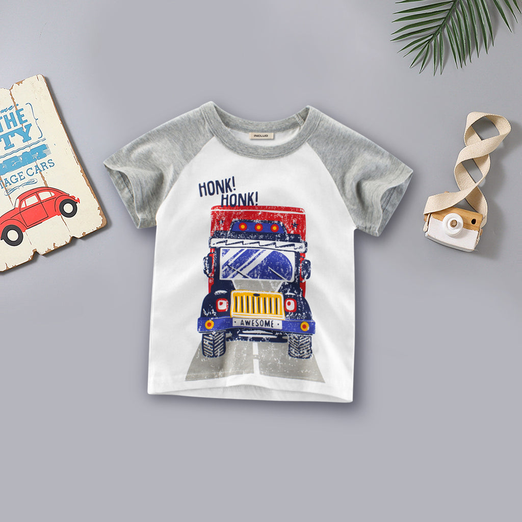 Boys Graphic Printed Raglan Sleeves Casual T-shirt T-Shirt White 2 - 3 Y
